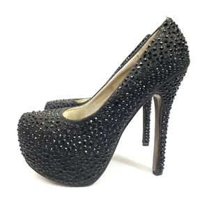 Shiekh Black on Black Rhinestone Studded Platform Heels